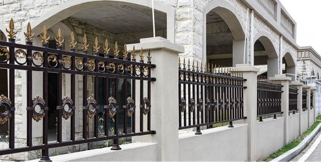 Французскі стыль Palace Алюмініевы плот 24K Золата пазалочаная антыкласная налада прыватнай нерухомасці