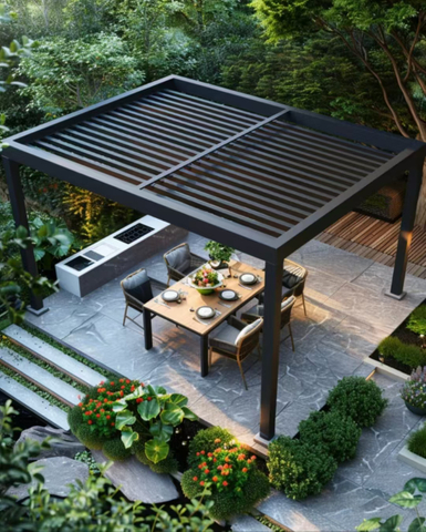 Minimalistisch aluminium pergola-Poedercoated weerbestendige buitenkanalen