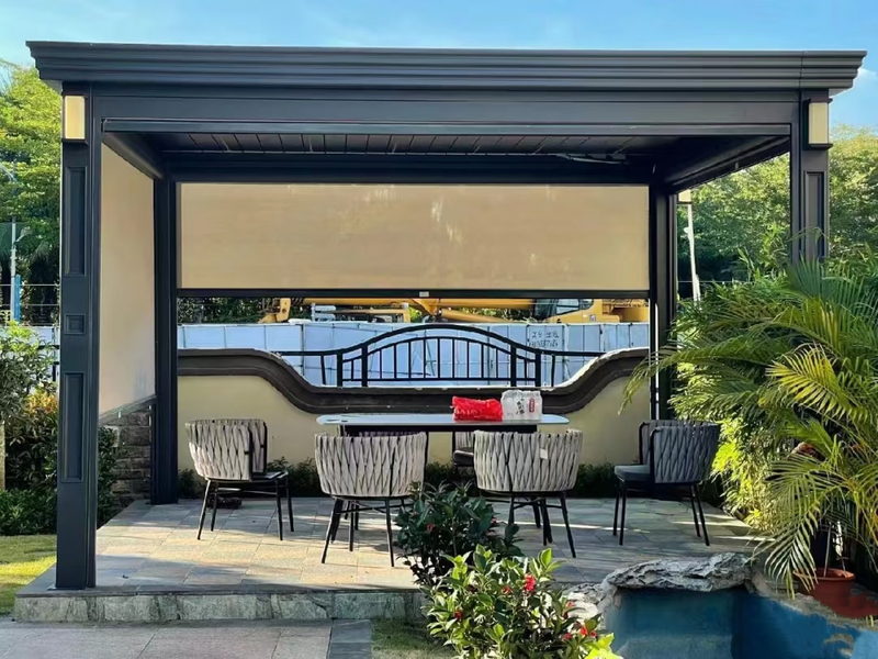 Langlebiger und luxuriöser Aluminiumpergola mit winddichten Vorhängen-stilvoller und allwetterer Schutz