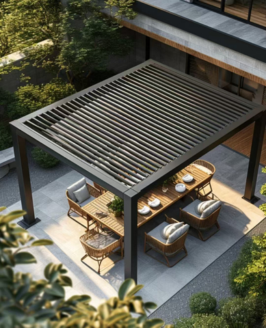 Minimalistisch aluminium pergola-Poedercoated weerbestendige buitenkanalen