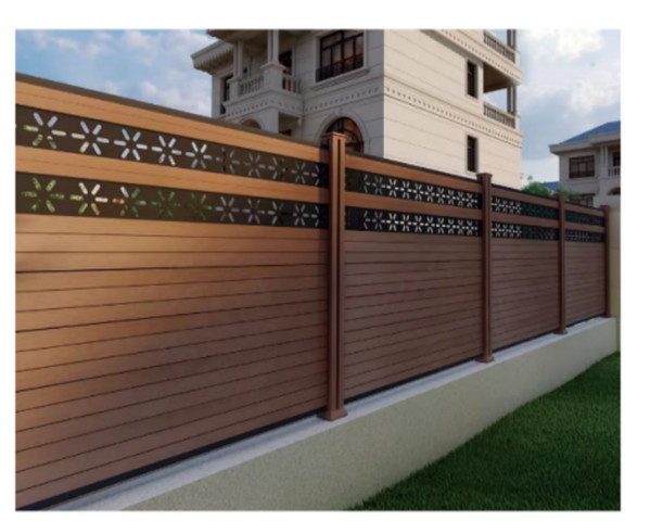 Gaya negara tiruan kayu bijirin pagar aluminium pagar kelembapan kelembapan-bukti kebun bebas kebun